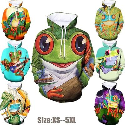 Модные толстовки с капюшоном с 3D-принтом и рисунком лягушки в виде животных, повседневные толстовки больших размеров, свитшоты, топы, мужские толстовки с капюшоном с полным принтом