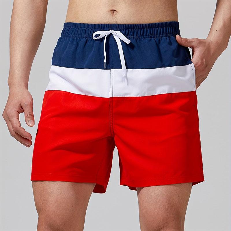 Men's Shorts Casual Patchwork Color Latest 3D Digital Printed for Comfortable Beach Wear