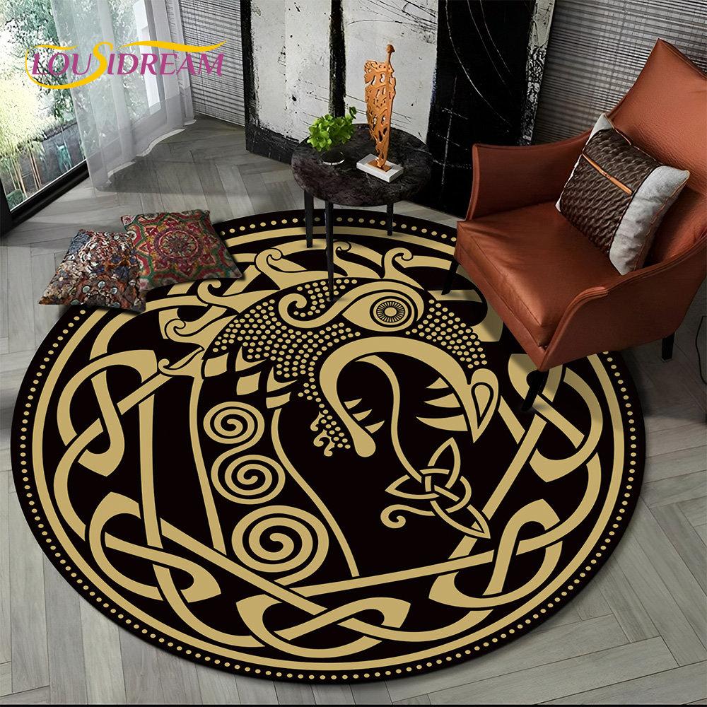 Viking Valknut Yggdrasil Tree of Life круглый ковер, ковер для гостиной, спальни, дивана, декор игровой комнаты, нескользящий напольный коврик