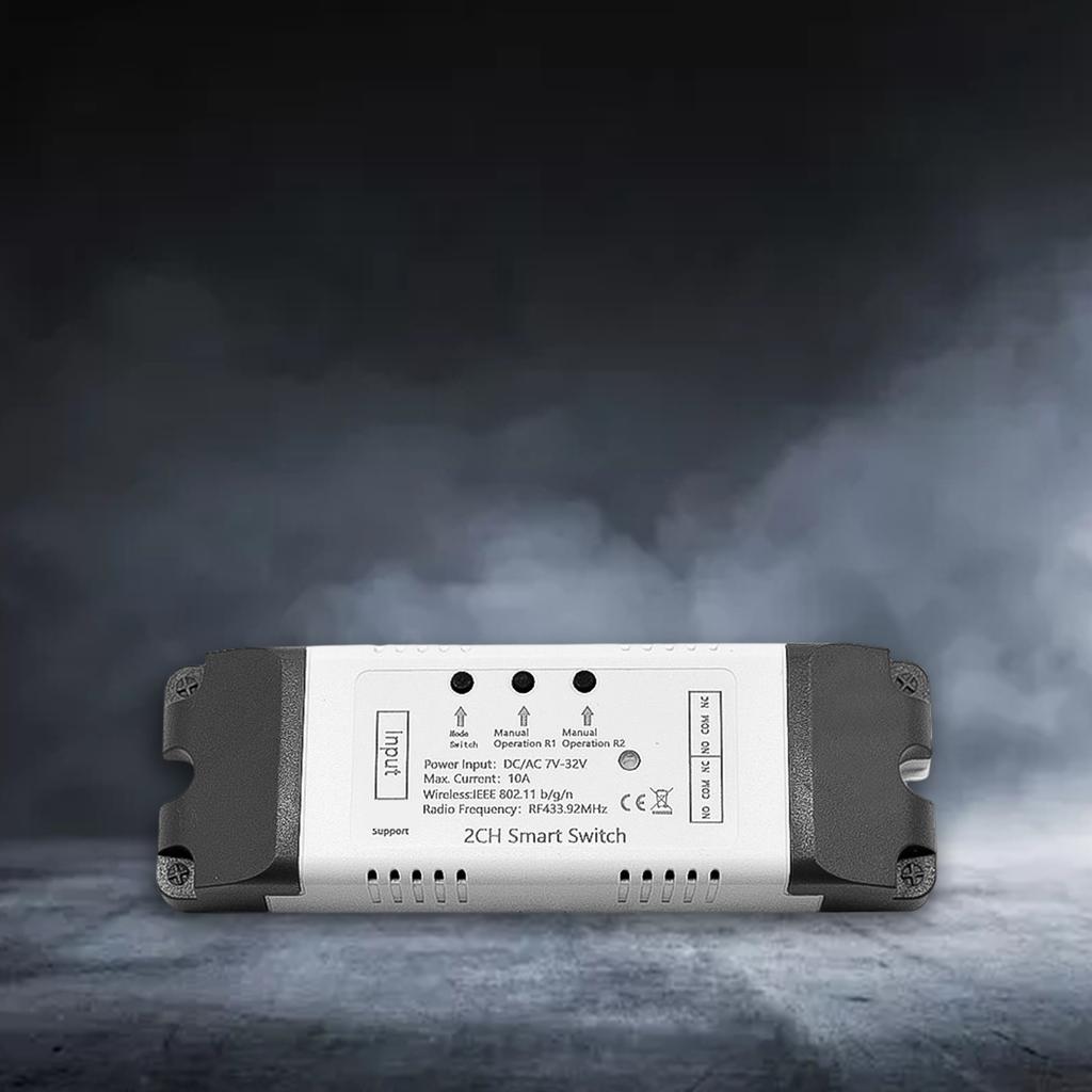 2-канальный WiFi RF433 Беспроводной выключатель-реле, Режимы импульсного, самоблокирующегося, взаимоблокирующегося управления, Модули управления через приложение Smart-Life, AC-DC 7V-32V