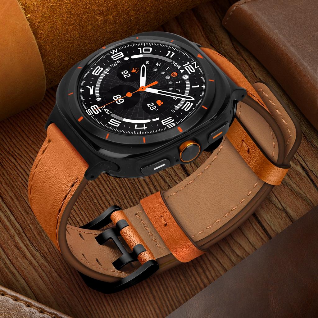 Ремешок для Samsung Galaxy Watch8 44мм/40мм/Watch8 Classic 46мм, застежка с двумя шпильками, ремешок из натуральной коровьей кожи