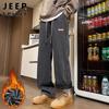 JEEP SPIRIT Men's Fleece-Lined Loose Straight Jeans