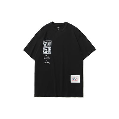 X Disney Joint Keith Haring Mickey Print Свободная футболка с короткими рукавами Мужские топы Черный AHSR501-1
