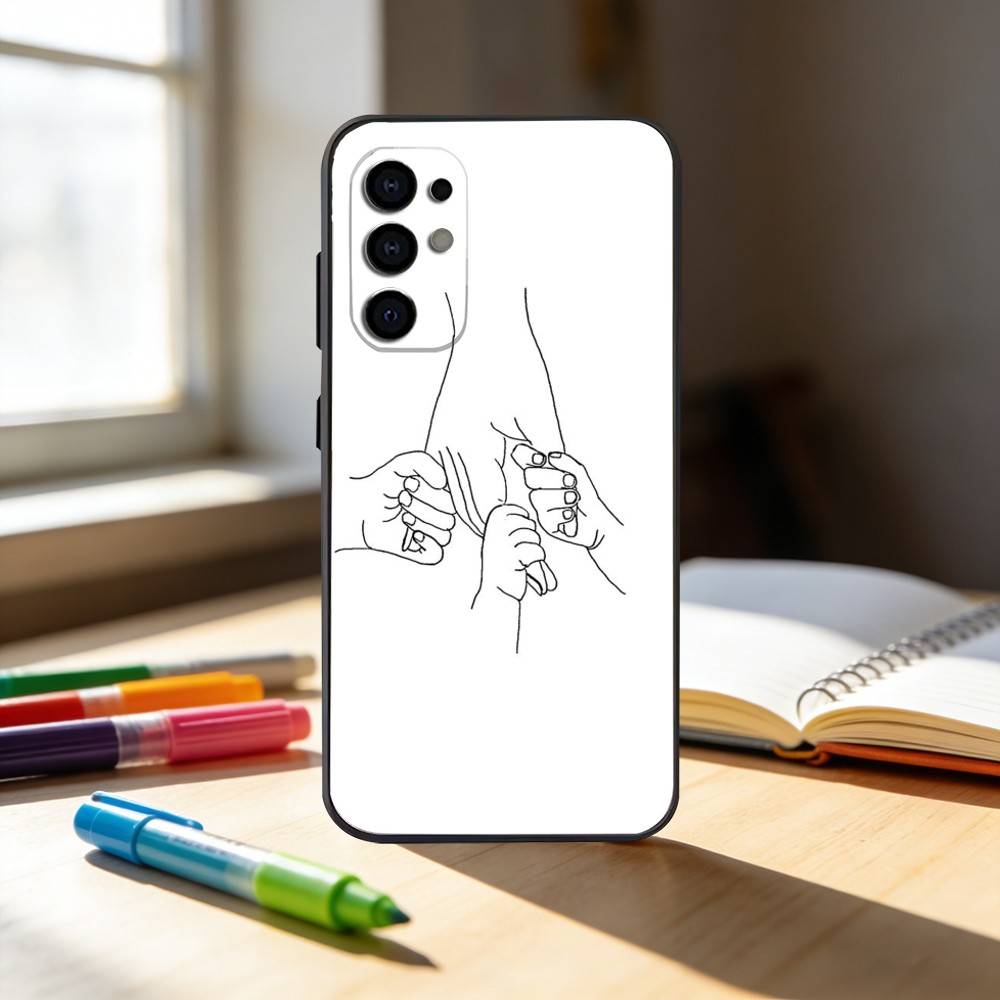 Чехол для телефона Семья Мама Папа Ребенок Рука Для Samsung S25,S24,S21,S22,S23,S30,Ultra,S20,Plus,Fe,Note,10,9,5G Черный Чехол