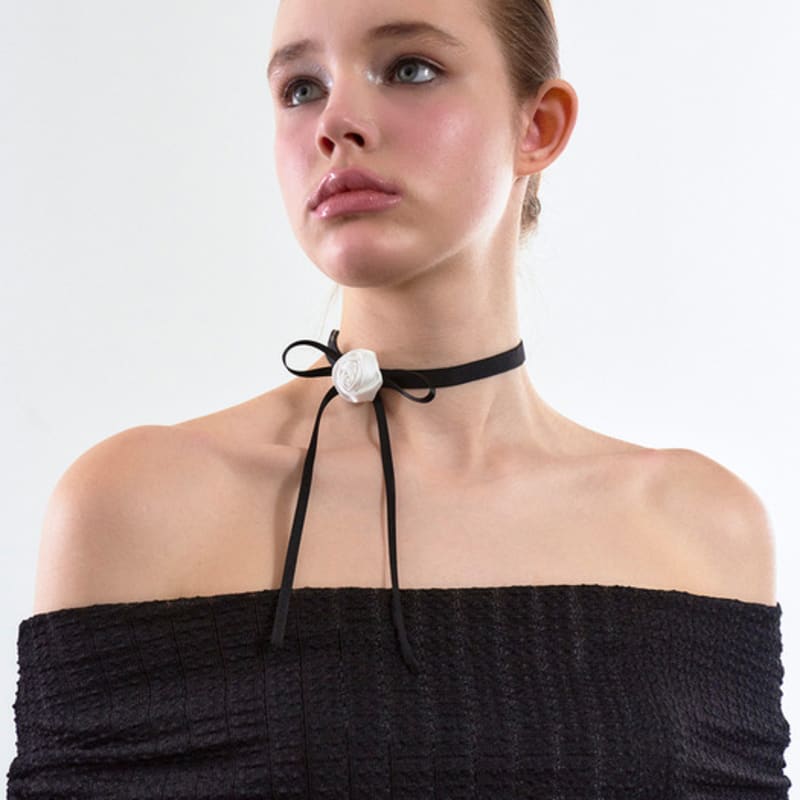 VINAJ Jenny Rose Ribbon Choker (Black)