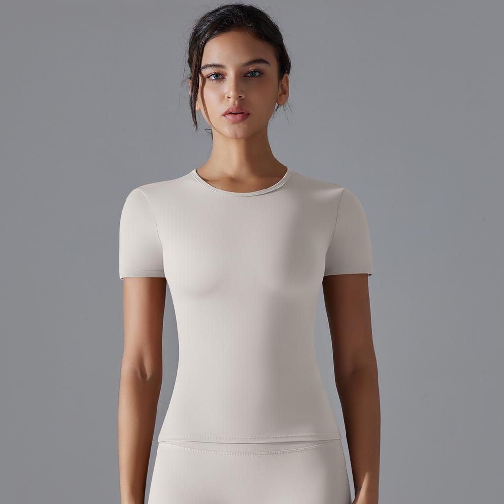 Двусторонняя начесаная высокоэластичная обтягивающая дышащая одежда для йоги с коротким рукавом спортивная одежда для бега фитнеса йога футболка