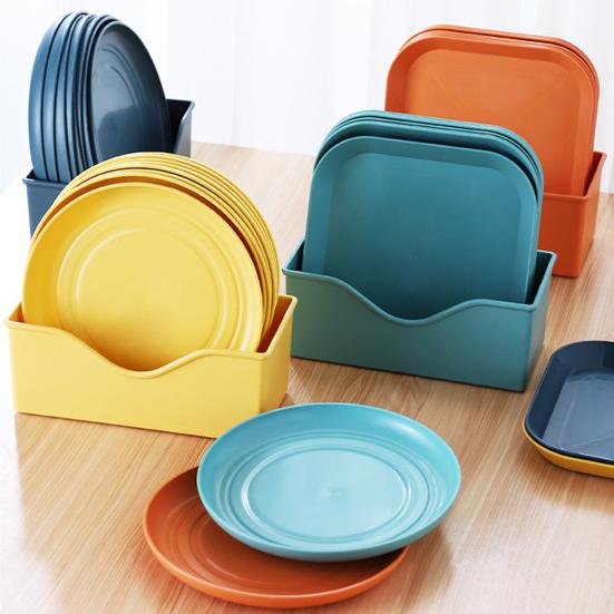 4 шт. легкие небьющиеся тарелки, многоразовые посудомоечная машина, микроволновая печь, безопасные обеденные тарелки, красочные повседневные квадратные круглые тарелки для кухни, кемпинга
