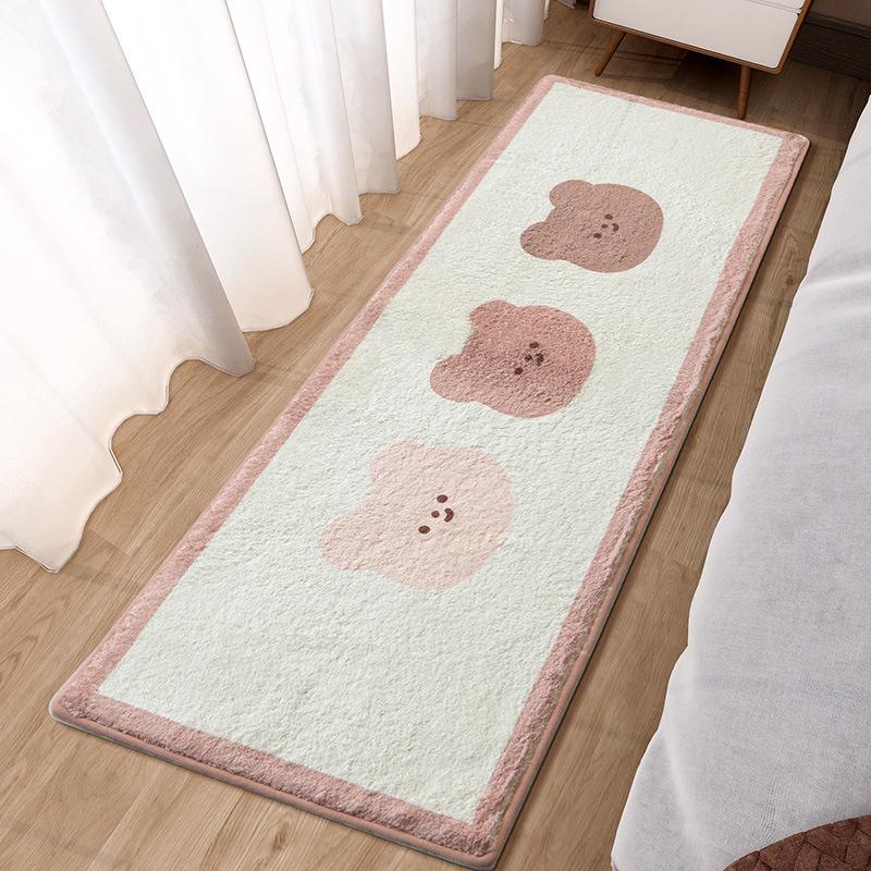 Pink Cute Bedroom Carpet Hairy Girl Children Room's Rugs For Bed Room Decor Lounge Carpet Living Room Thermal Mat for Kids Korea