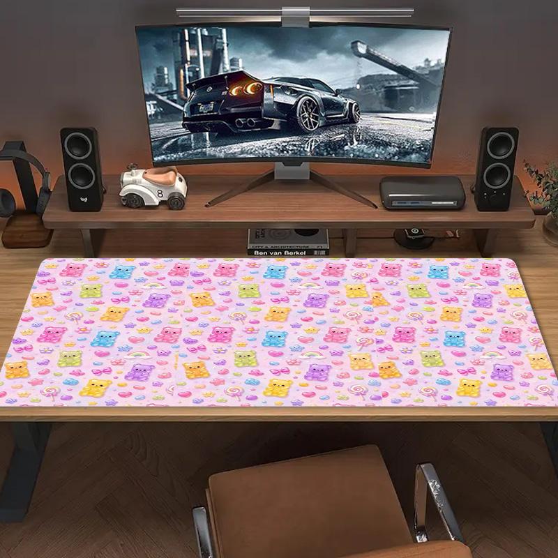 Rainbow Gummy Bear Color Mouse Pad Large Gaming Table Cushion Non-slip Laptop Tablet Big Mousepad XXL Mat Mini PC Playmat With Lock edge