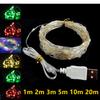 1/2/5/20M USB LED String Lights Copper Silver Wire Garland Light Waterproof Fairy Lights For Christmas Wedding Party Decoration