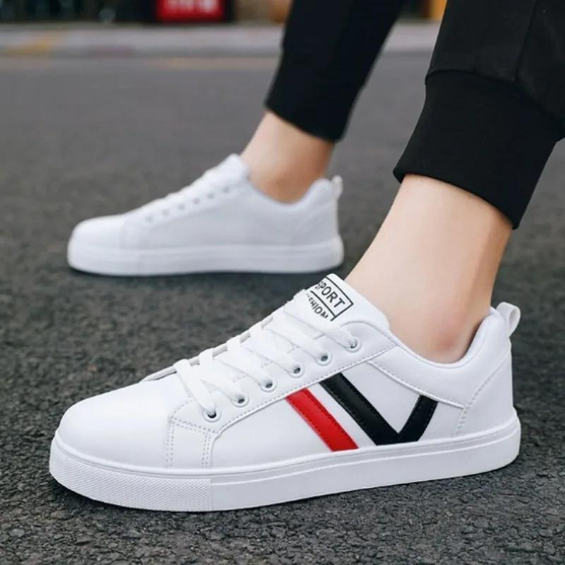 Мужская спортивная обувь Новая модная повседневная обувь Дышащая Легкая Плоская На шнуровке Белая Обувь для ходьбы Мужская Zapatillas Hombre