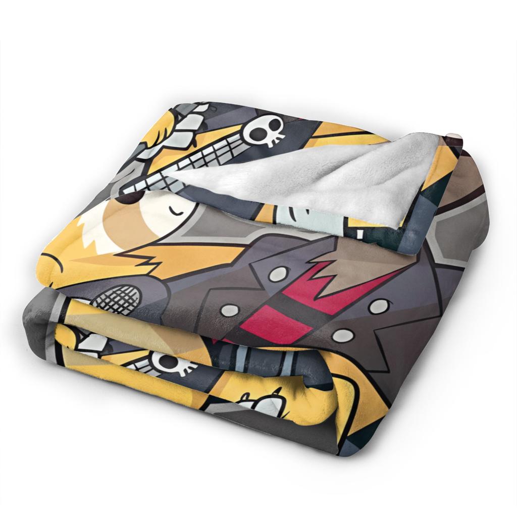 Aggretsuko Flannel Blanket Winter  Warm Soft Throw Blanket for Students Outdoor Novelty Bedspread Sofa Bed Cover