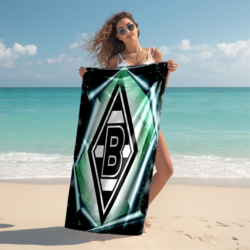 proof beach towel with Borussia Monchengladbach logo pattern - soft,absorbent,quick-drying,machine washable - perfect for swimming,camping,bathing