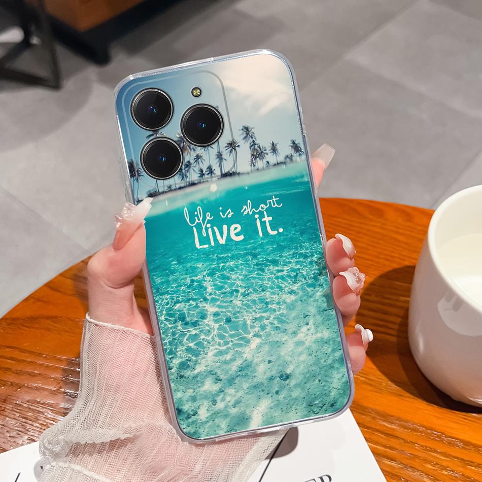 Simple Creative Case For Realme C63 C61 Transparent Back Cover For Realme C 61 C 63 Soft Slim Silicone Shockproof Funda Bumper