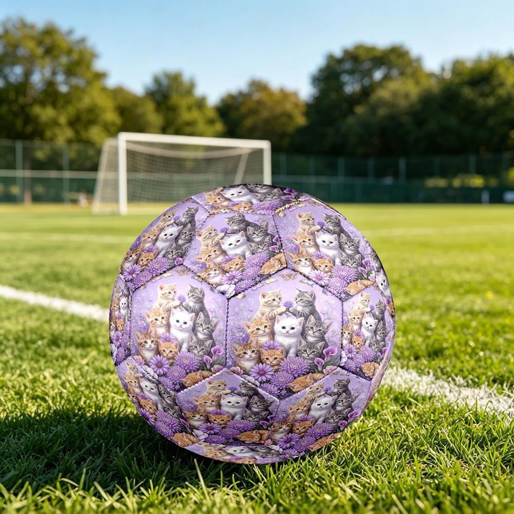 1pc Kittens Butterflies Theme Soccer Ball Football, Size 5, Lightweight PVC, Outdoor Training Soccer Ball,Gift c6566