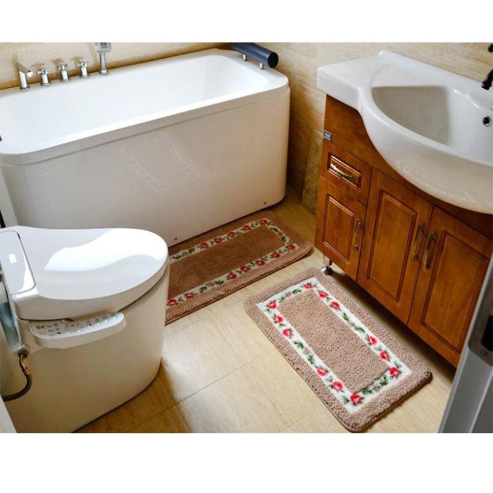1 Pcs Non-Skid Flower Rug Pink Bathroom Rugs New Pink Rug Bathroom