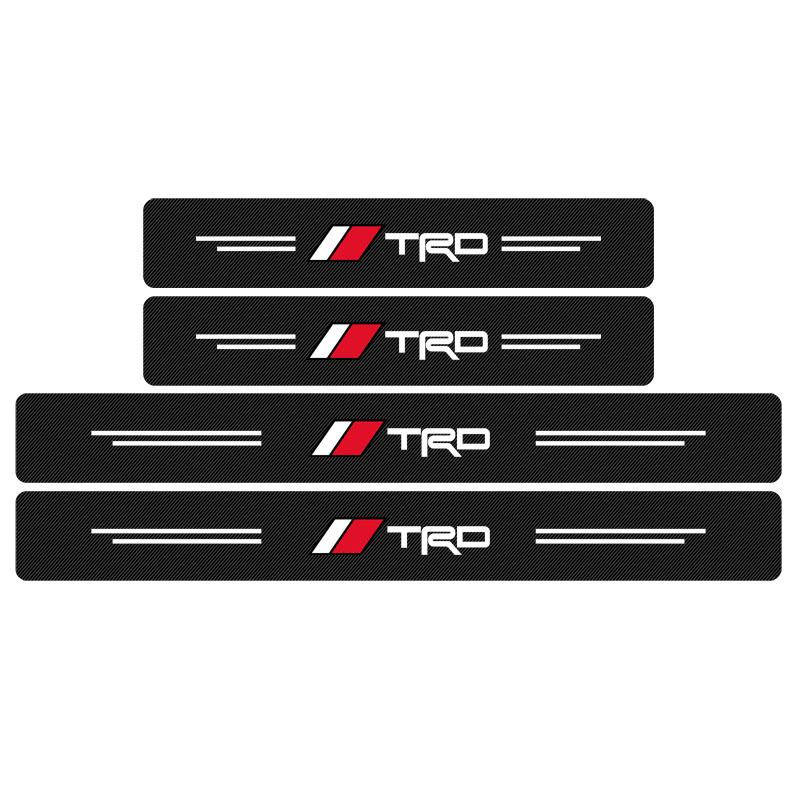 4PCS Carbon Fiber Car Sticker Auto Door Threshold Waterproof Stickers for TRD Toyota GR Corolla Rav4 Auris Camry Yaris CHR
