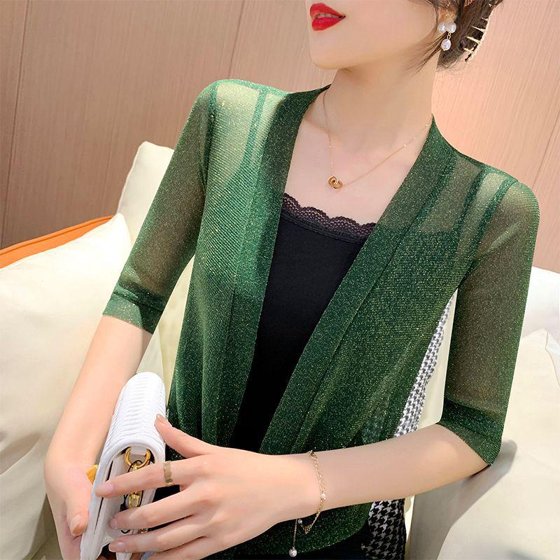 Легкая летняя шаль: Стильный короткий кардиган из сетчатой пряжи, идеально подходит для платьев