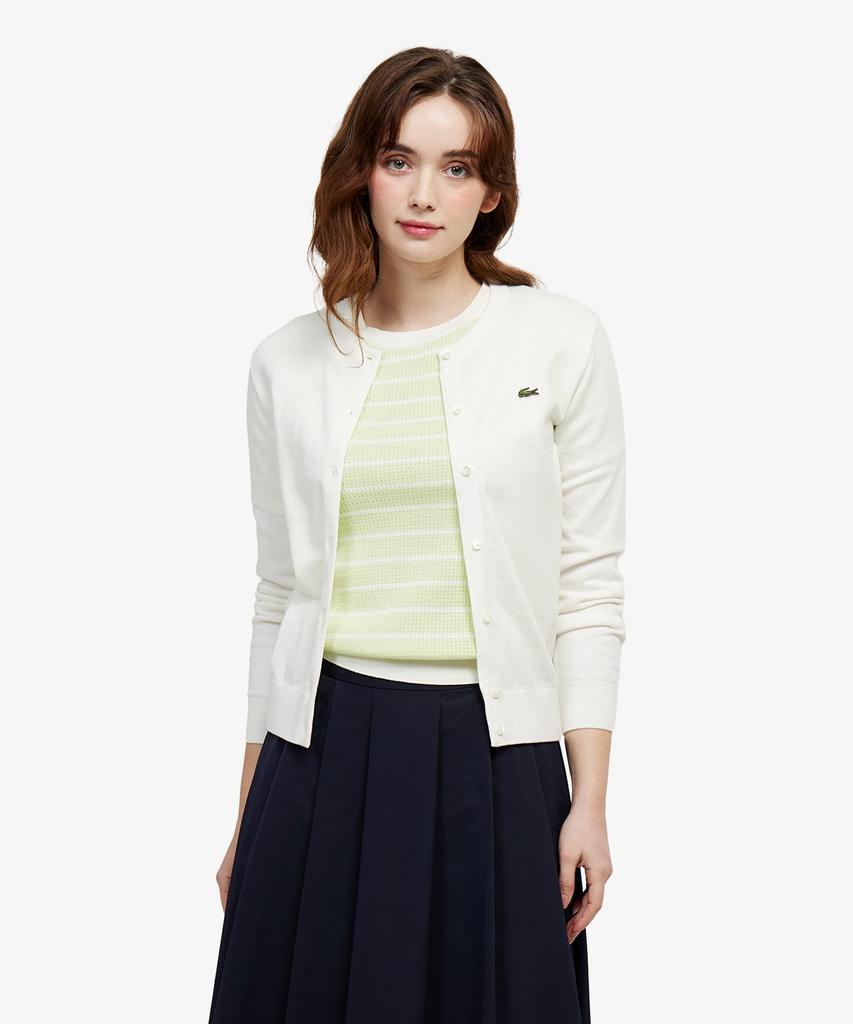 LACOSTE Женский свитер с вырезом-лодочкой и коротким рукавом, с отделкой «гребешок» Af900E-56G Bic