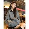 Woman Tops Baggy Autumn and Winter Hoodies Cold Hooded Tweed Sweatshirt for Women Loose Warm Thick Nice Color Sport Y 2k Vintage