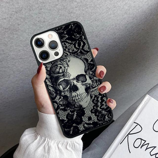 Крутой готический чехол-бампер с черепом для iPhone 17 Air 16 15 14 plus 12 13 pro max coque Shell Fundas