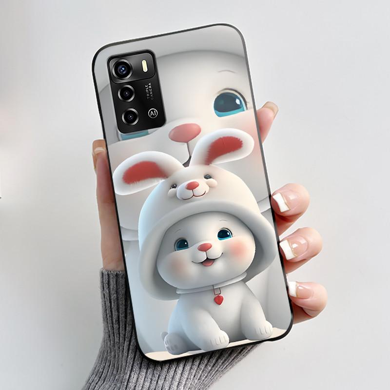 Чехол для смартфона ZTE Blade V40 Vita / V41, роскошный, милый, с кроликом, забавный, черный, корпус, мягкий силиконовый защитный чехол