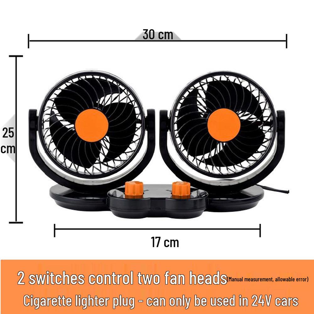 Dual Head 12V/4V/USB Car Fan with Double Control and High Wind Power