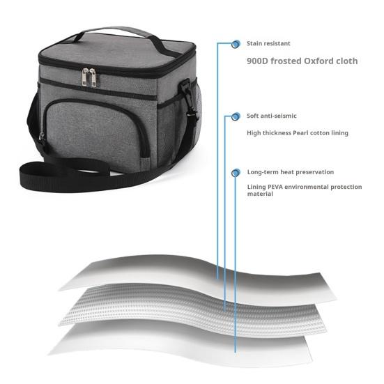 Изолированная сумка для ланча, герметичная сумка-холодильник для ланча с несколькими карманами, большая вместимость