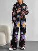 Retro Pattern Splicing European And American Autumn And Winter Casual Long-Sleeved Suit Women'S Hooded Sweater Trousers Cover