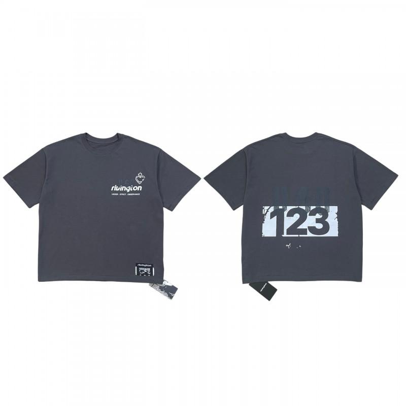 Mens Loose Fit Cotton T-Shirt With Creative Letter Print Casual Short Sleeve Tee Fall
