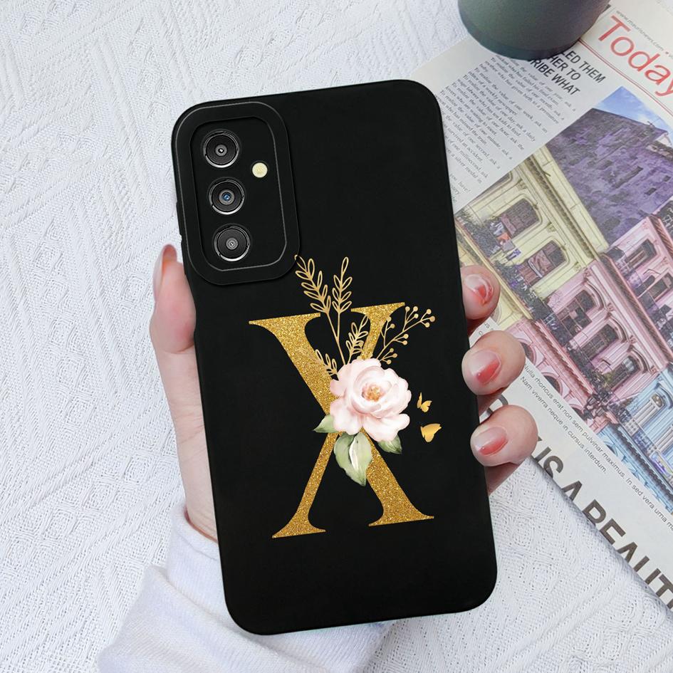 Чехол для Samsung Galaxy A03 A13 A14 A31 A50 A51 A52 A54 A71, жидкий силиконовый чехол с цветочными буквами, мягкий чехол для Samsung Galaxy Phone, чехлы-бамперы