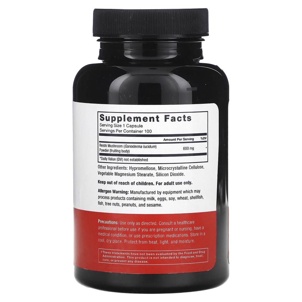 Reishi Mushroom, 600Mg, 100 Veggie Capsules