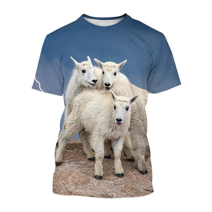 Summer Funny Animal Goat 3D Print T-Shirts Streetwear Men Fashion Harajuku Casual Oversized O-Neck T Shirt Tees Tops