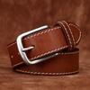 Мужской ремень в стиле ретро, ​​первый слой из воловьей кожи, модный универсальный повседневный джинсовый ремень, мужской ремень
