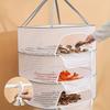 1~3Tier Foldable Clothes Drying Rack with Zipper - Non-Toxic Polyester Mesh for Fish, Shrimp and Herbs Suitable for Food Drying and Fruit Hanging