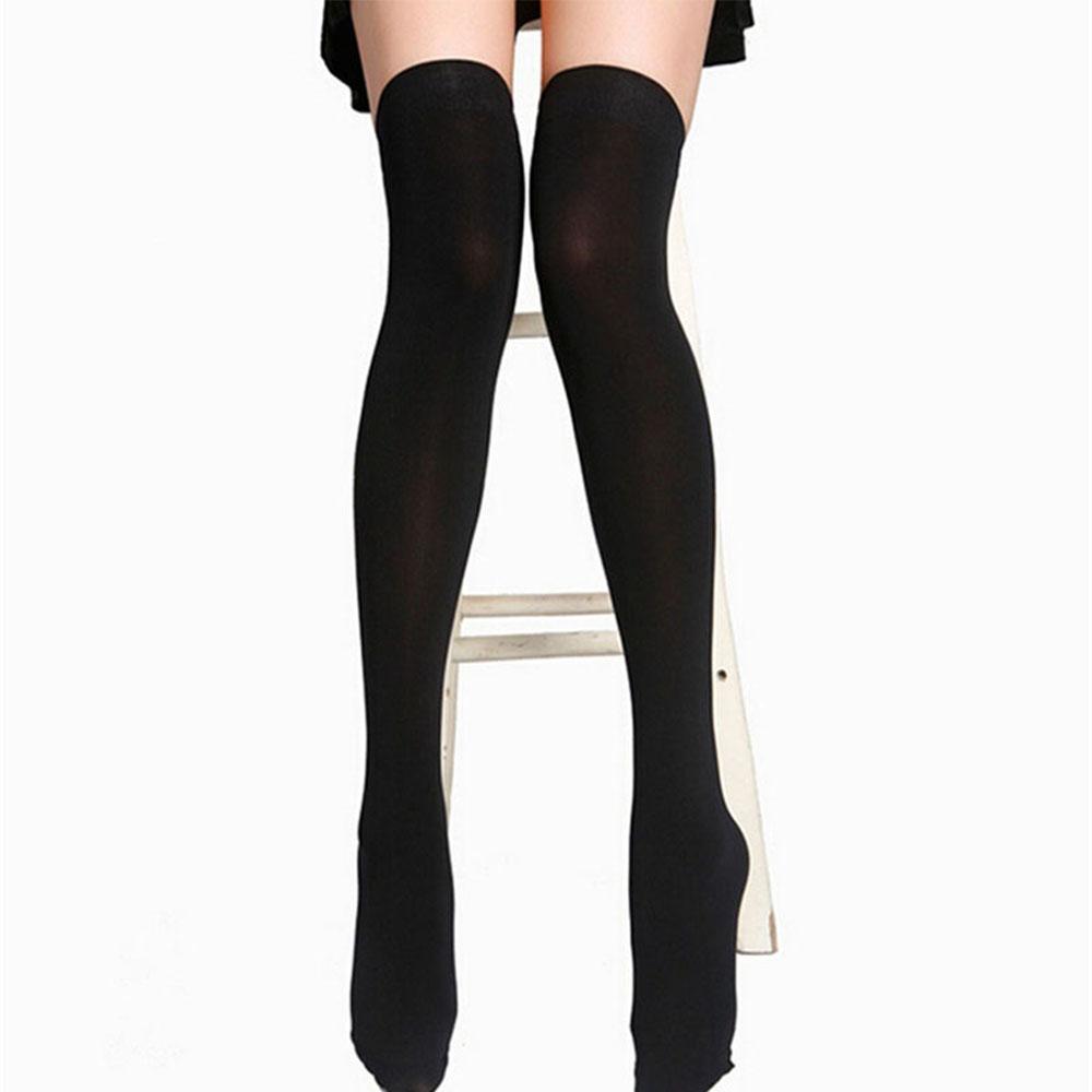 New Design Black White Skinny Stockings Over Knee Thigh High Long Cotton Stockings Sexy Stocking