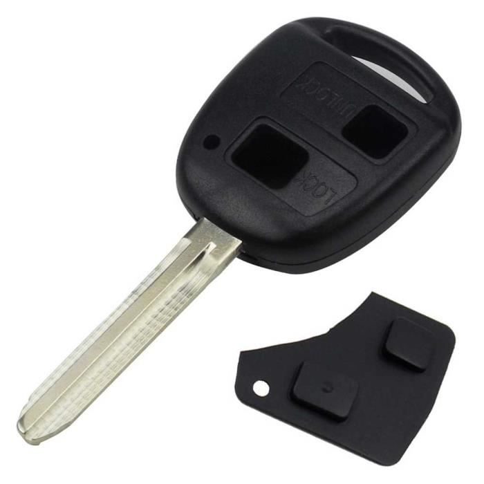 OCIODUAL Key Shell Case Remote Control Plip 2 Buttons With Blank Blade Pad Black Compatible with Toyota Yaris Corolla RAV4 Toy43