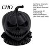 Decorative Solid Plastic Figures 3D Printed Evil Pumpkin Head Figurine with Ruffled Collar, Gothic Dark Style Character Jack O Lantern Statue