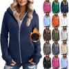 Women's Solid Color Zipper Hoodie And Fleece Hoodie Coat