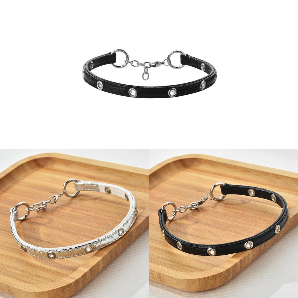 Geometric Design Leather Necklace With Palladium Pendant For Unisex Casual Wear