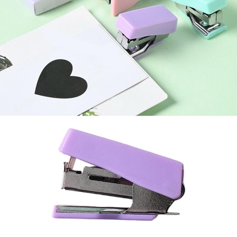 1 Set Ergonomic Office Stapler Plastic Small Stapler with Staple Easy to Carry For Paper Documents 6-10 Sheets Capacity