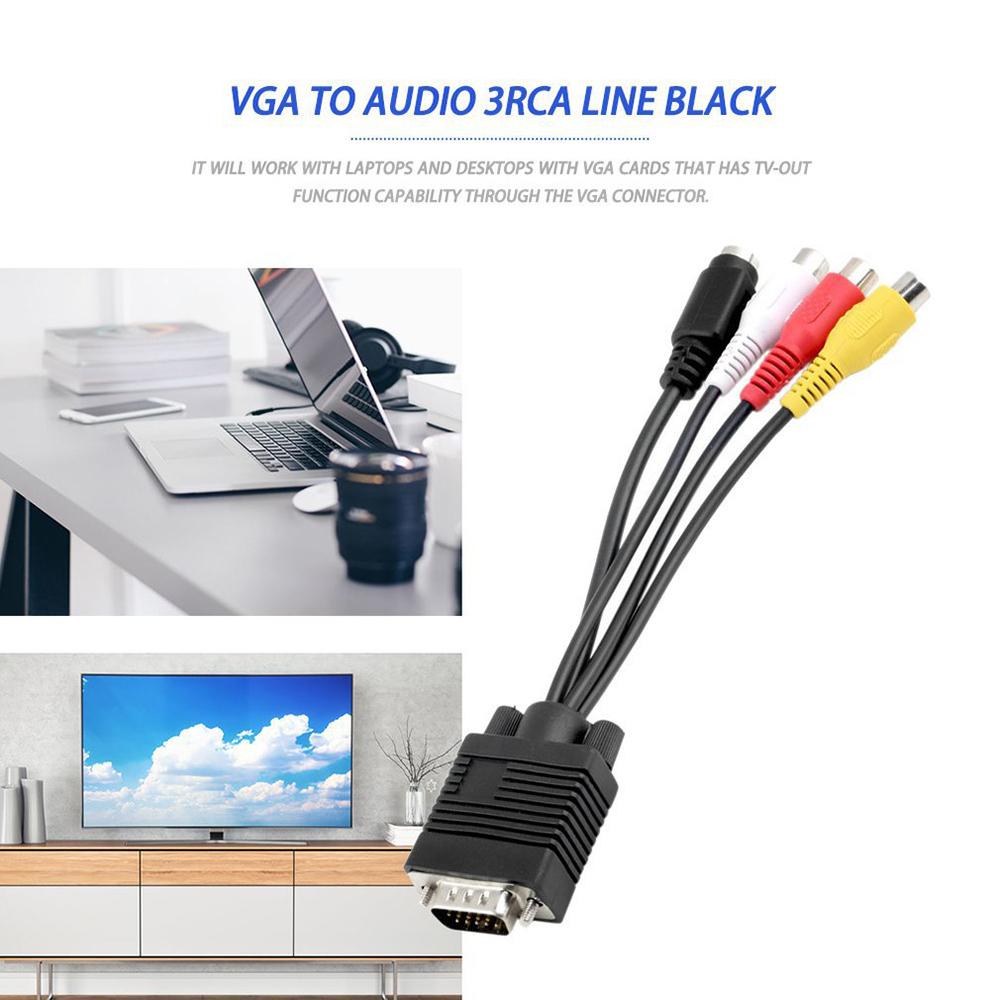 Практичный аудио-видео VGA в AV TV Out 3 RCA конвертер VGA в S-Video кабель-адаптер
