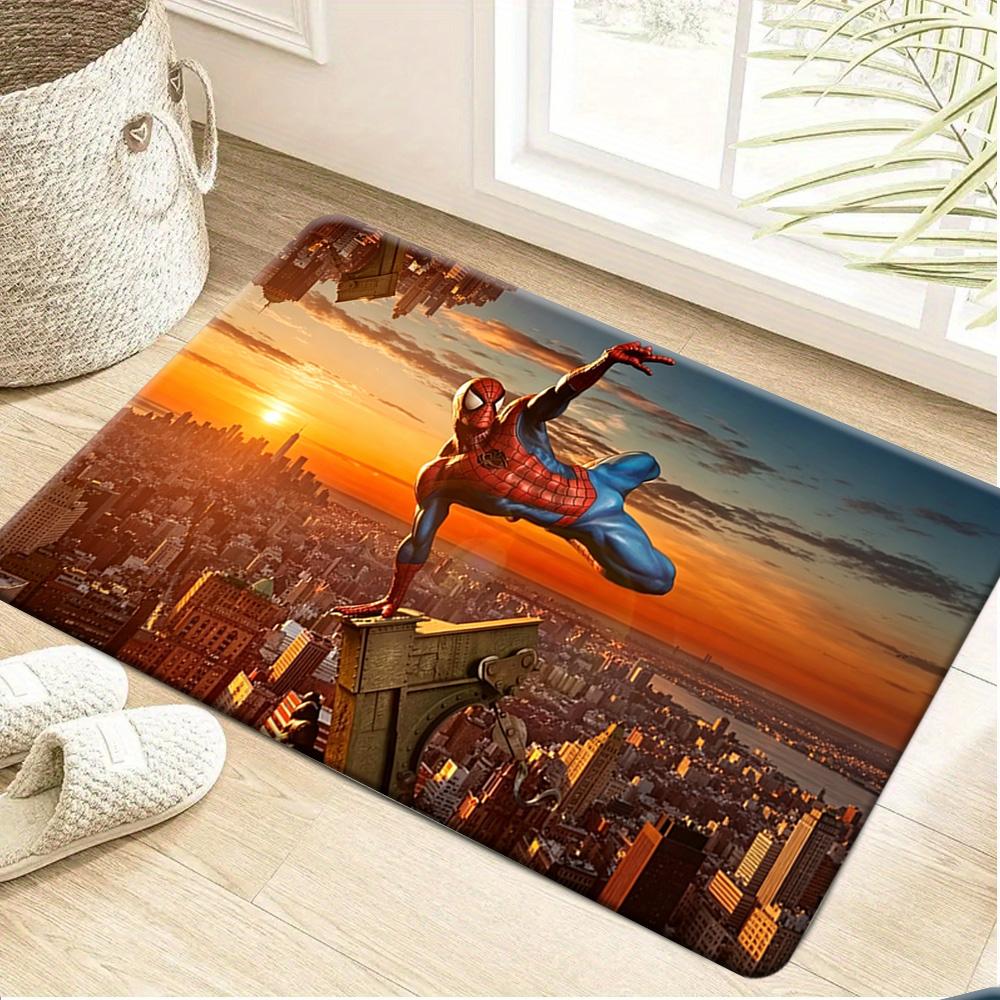 1pc Polyester 2D Flat Printing Marvel Doormats Spider-Man Soft Flannel Welcome Rug, Ultra-Cozy Floor Mat for Bedroom Living Ro
