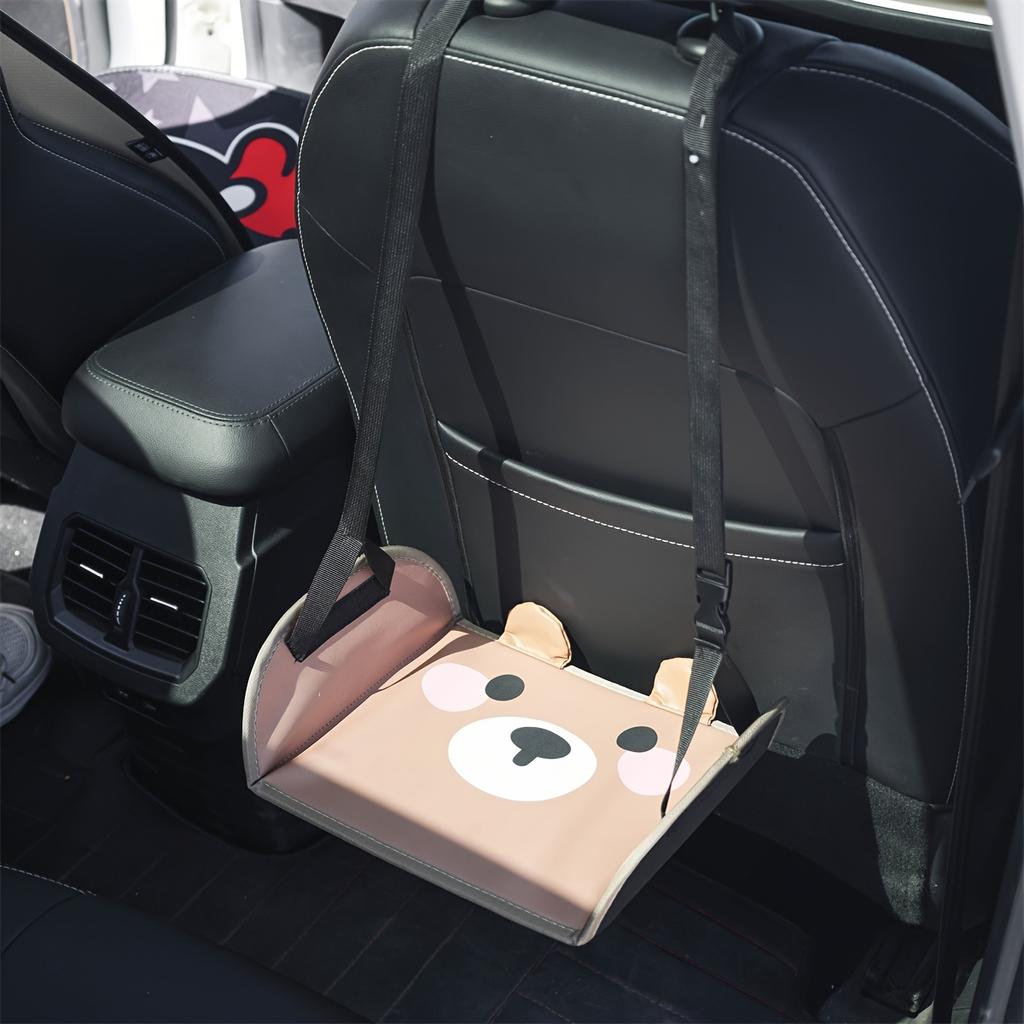 Adorable Brown Bear Car Seat Footrest, Adjustable Strap - Portable Footstool for Travel and Office Comfort,Suitable for All Cars