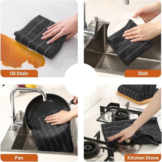 12 Pcs Kitchen Towels Super Absorbent Dishcloths Set Quick Drying Rags for Washing Dishes And Countertops Microfiber Dishwashing Cloth