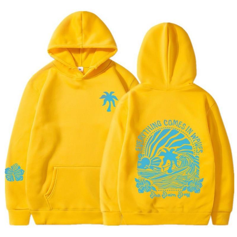 Mens Hooded Sweatshirt With Sunset Print Loose Fit Long Sleeve Casual Streetwear
