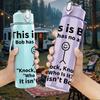 1PC This Is Bob Simple Character Print 750ml Color Plastic Water Bottle Leakproof Flip Straw Lid For Sports Office Home Use