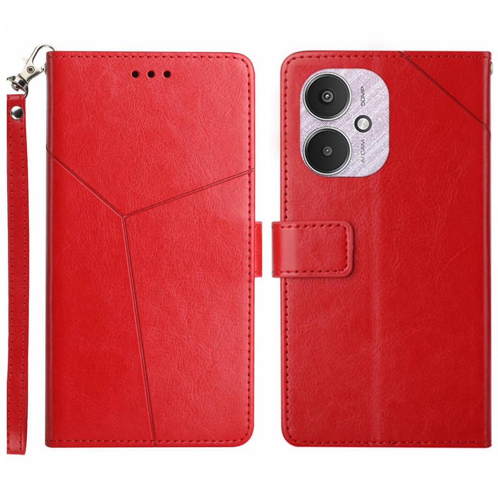 HT01 Для Xiaomi Redmi 13C 4G/5G/13R 5G/Poco M6 5G/Poco C65 4G Кожаный чехол с Y-образным тиснением