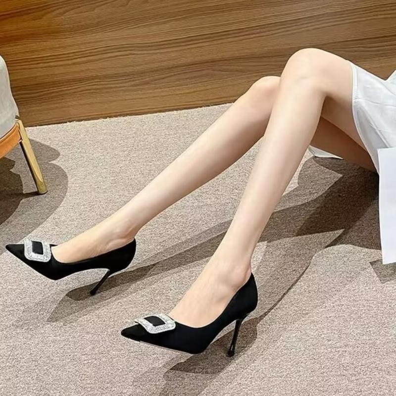 Женские туфли на высоком каблуке, летние новые, остроносые, с искусственными бриллиантами, с мелким вырезом, свадебные туфли, модные, темпераментные, туфли-стилеты для вечеринок