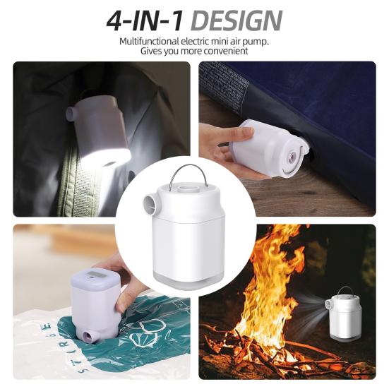 Мини-насос для улицы со светодиодной подсветкой Портативный USB-перезаряжаемый Надувные изделия Плавательный круг Пляжный матрас Кровать Портативный электрический насос